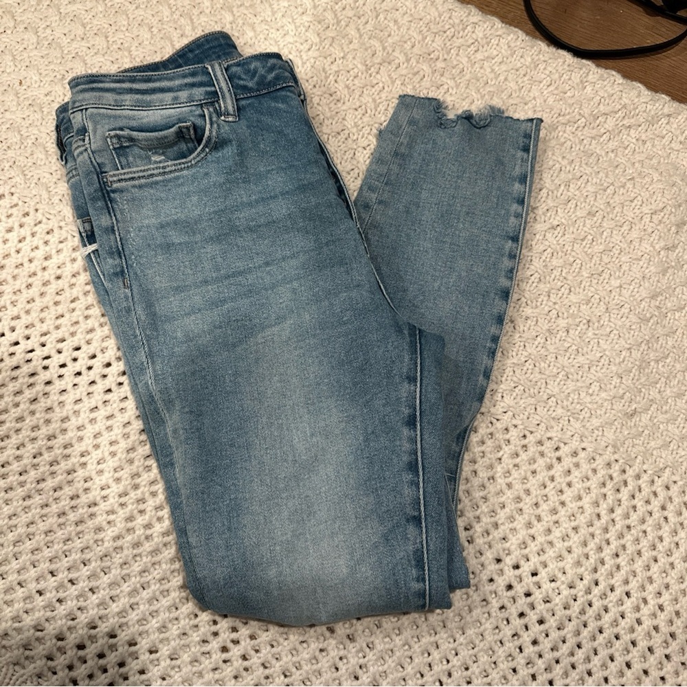Vervet Jeans Womens Size 29 Blue Denim Stretch Distressed Skinny Leg Button Fly